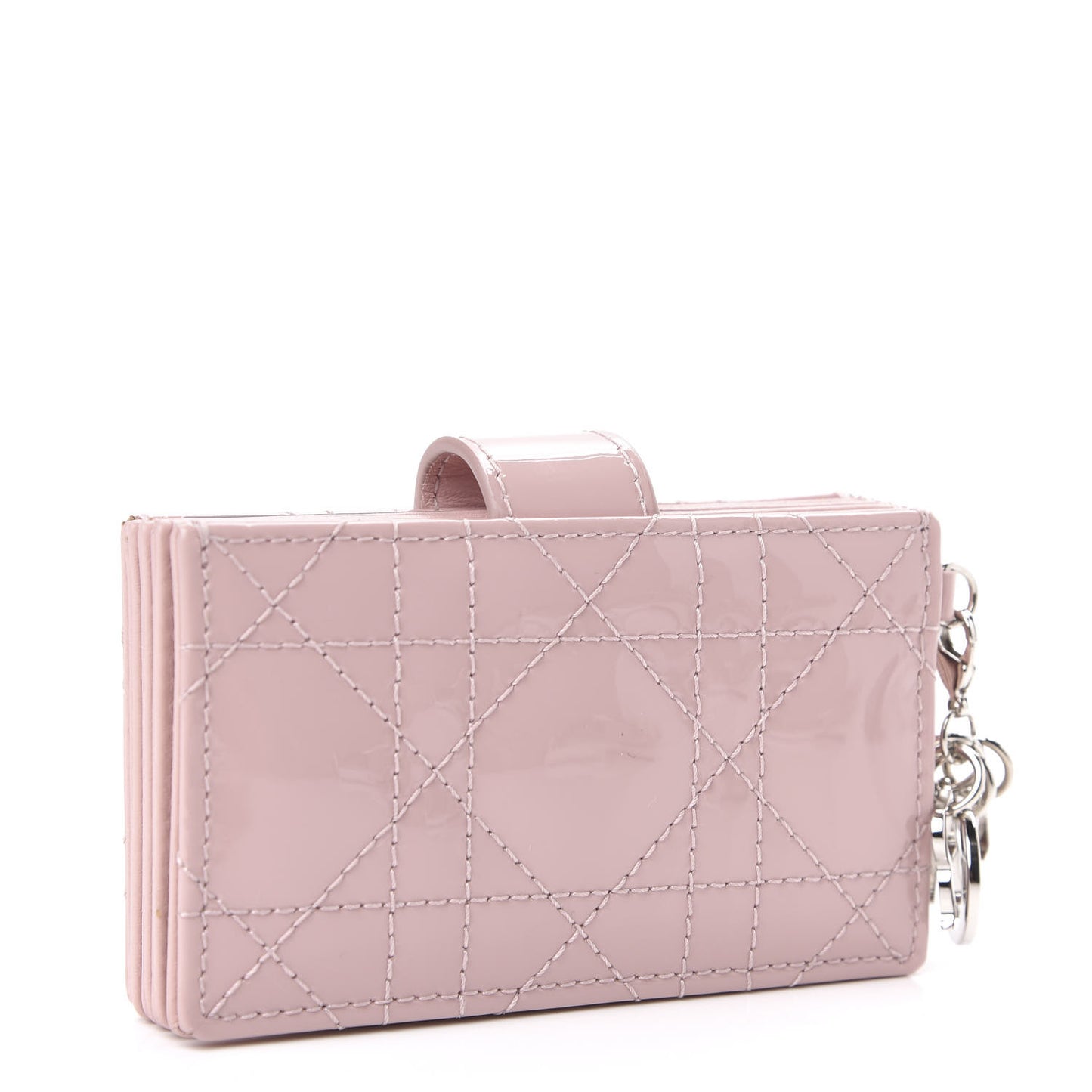Patent Cannage Lady Dior 5-Gusset Card Holder Pink