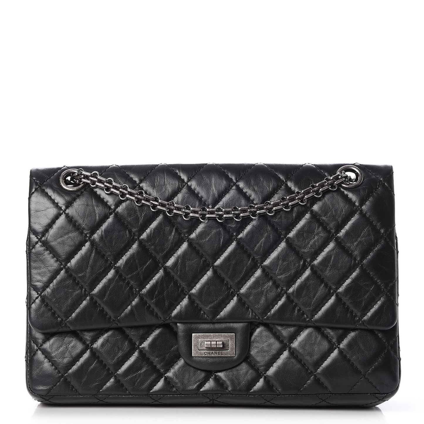 Aged Calfskin Quilted 2.55 Reissue 226 Flap Black
