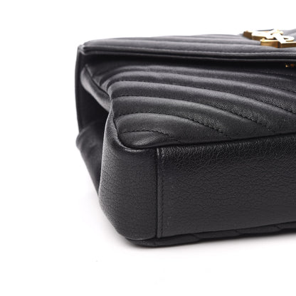Saint Laurent Sheepskin Matelasse Chevron Monogram Medium College Bag Black 7 of 9
