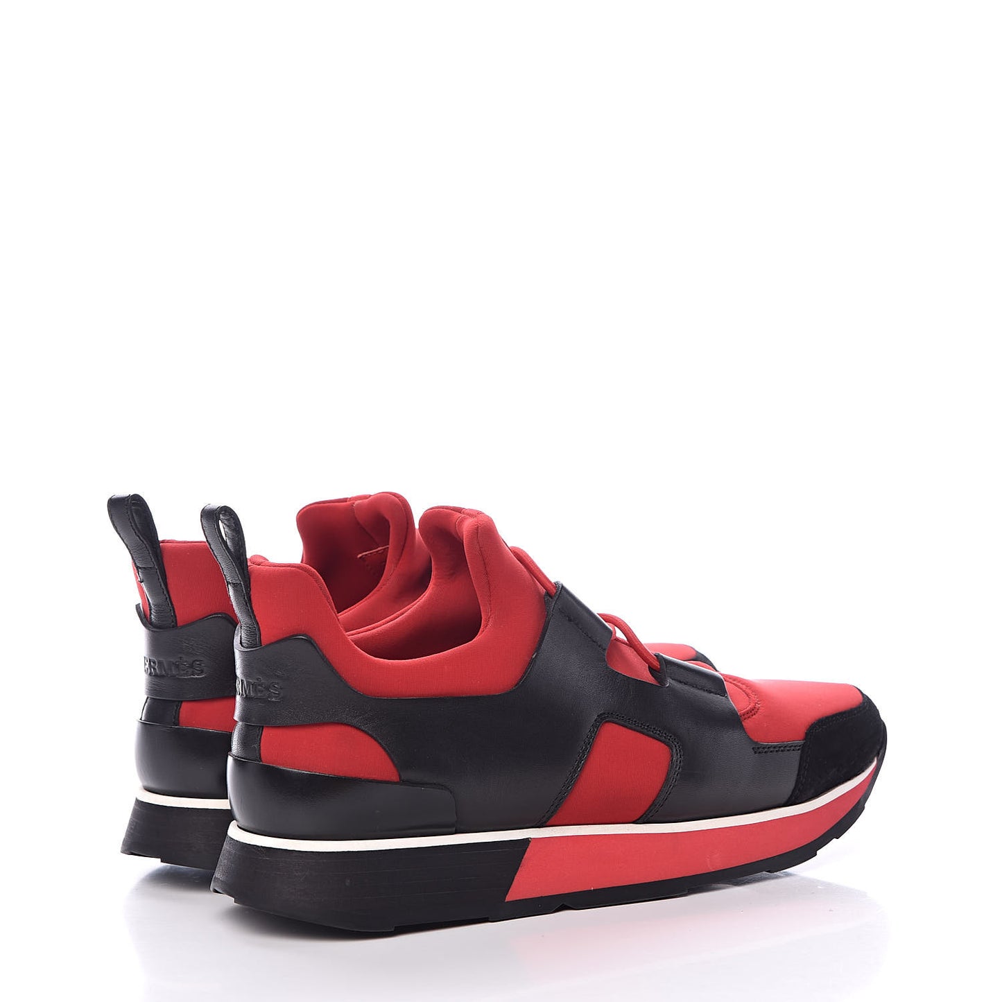 Technical Canvas Calfskin Goatskin Womens Player Sneakers 36.5 Rouge Black