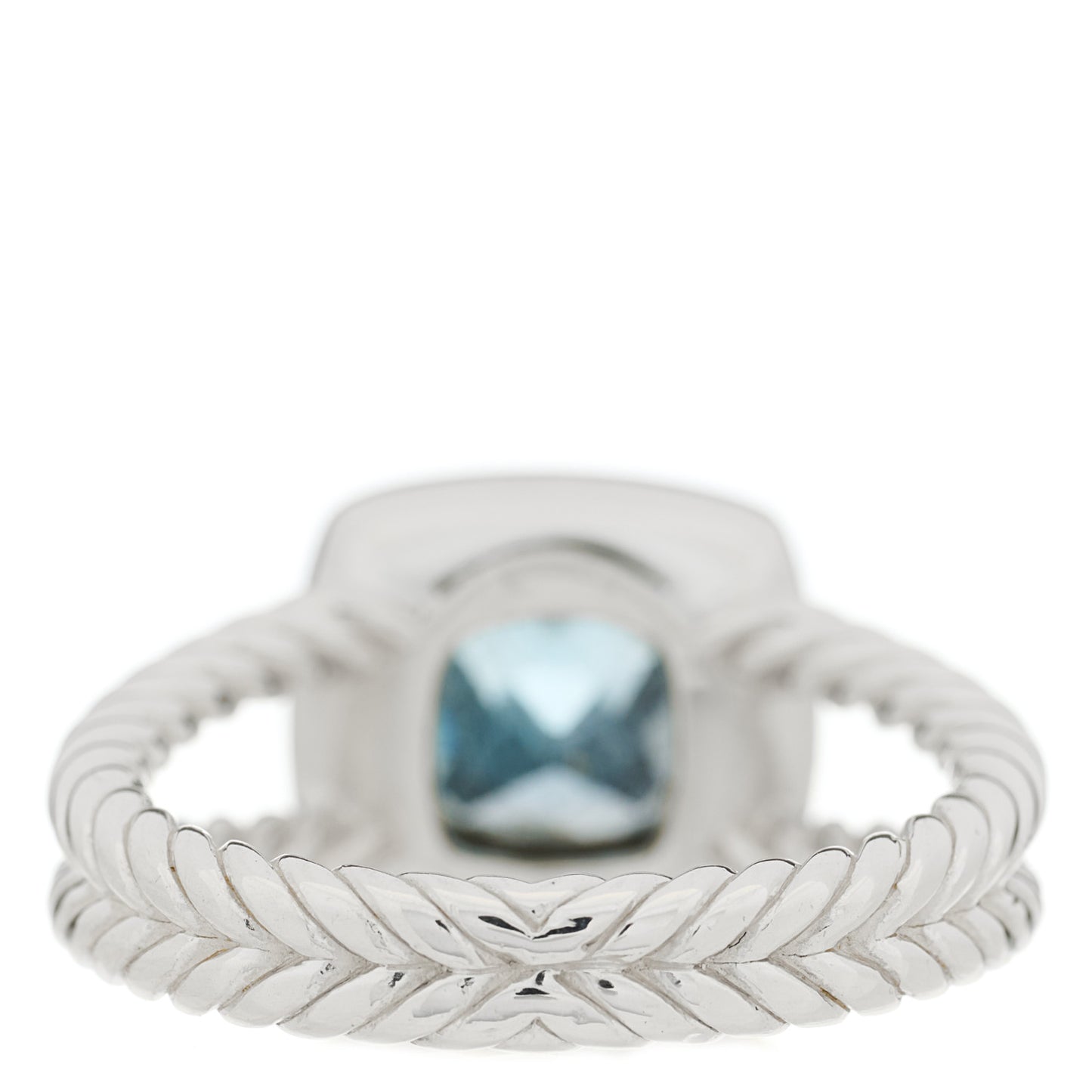 Sterling Silver Diamond Blue Topaz 7mm Petite Albion Ring 53 6.25