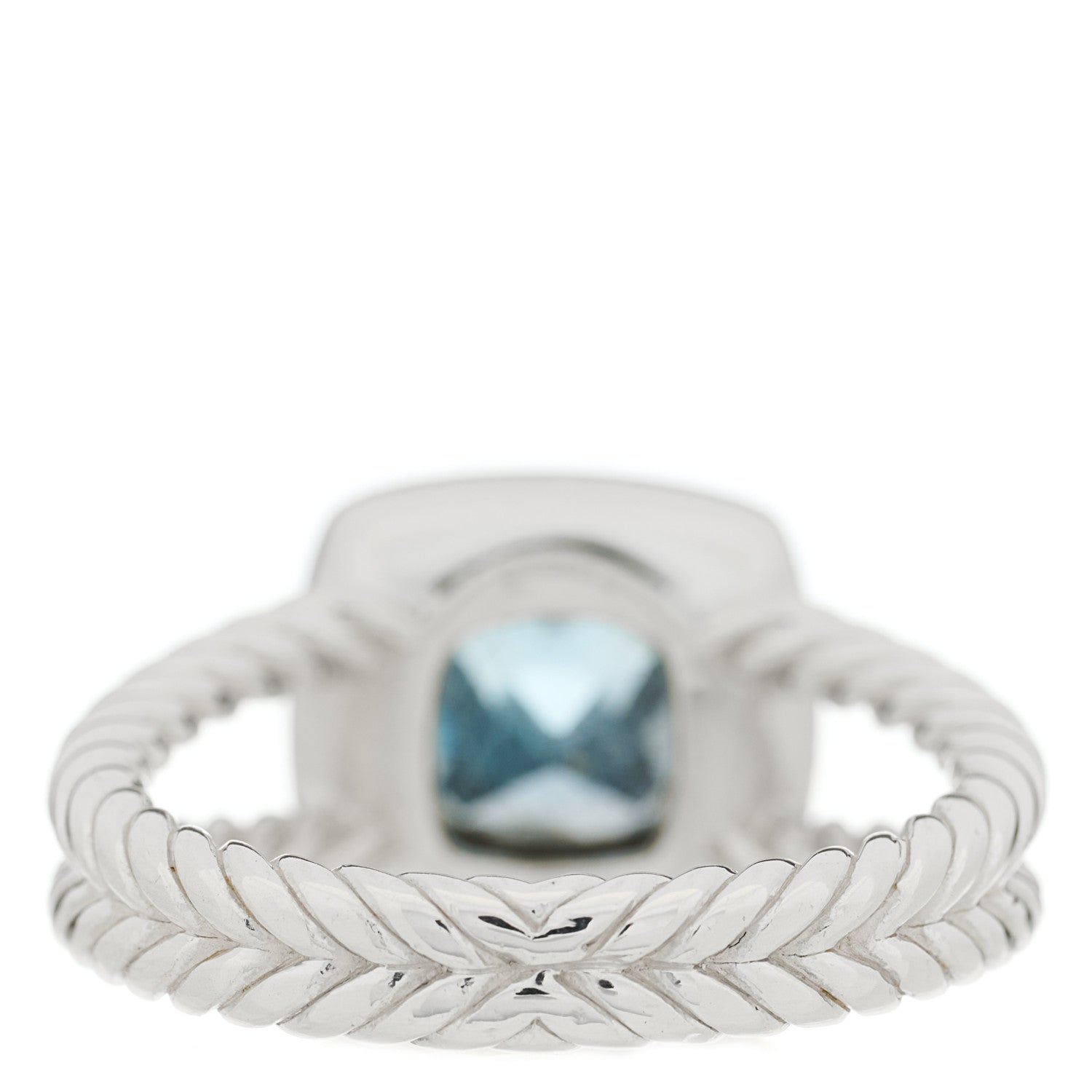 David Yurman Sterling Silver Diamond Blue Topaz 7mm Petite Albion Ring 53 6.25 4 of 5