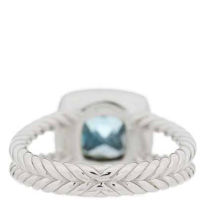 David Yurman Sterling Silver Diamond Blue Topaz 7mm Petite Albion Ring 53 6.25 4 of 5