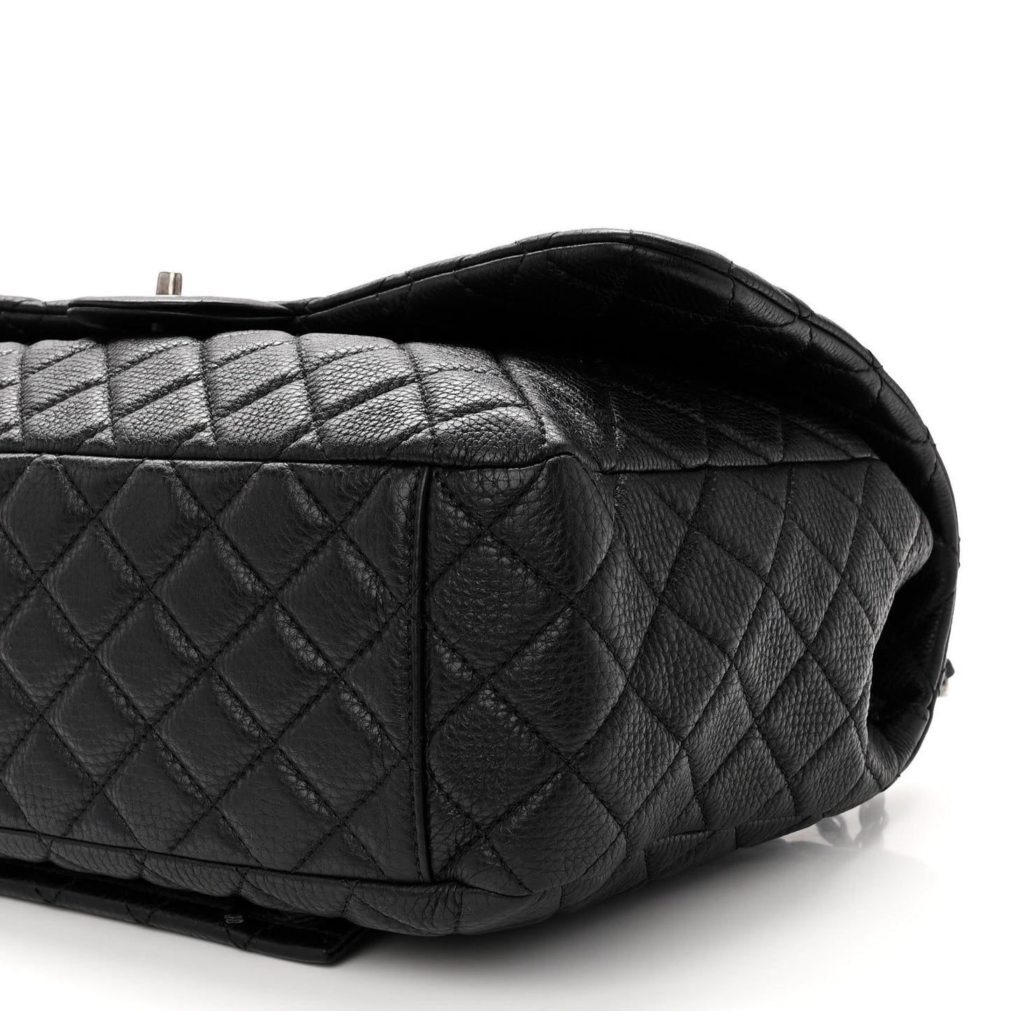 Calfskin Quilted Small XXL Travel Flap Bag Black