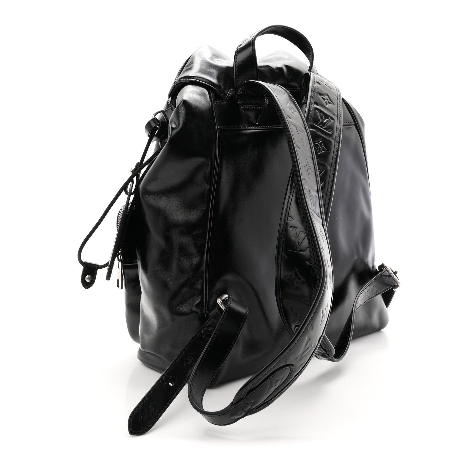 Louis Vuitton Shiny Calfskin Montsouris Cargo Backpack Black 3 of 10