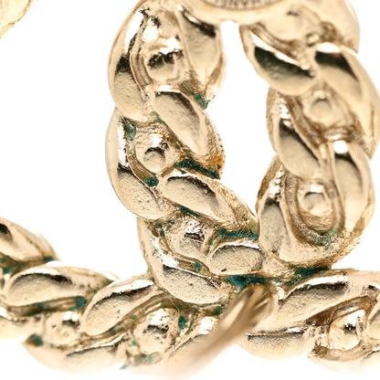 Chanel Crystal Chain Link CC Earrings Gold 6 of 7