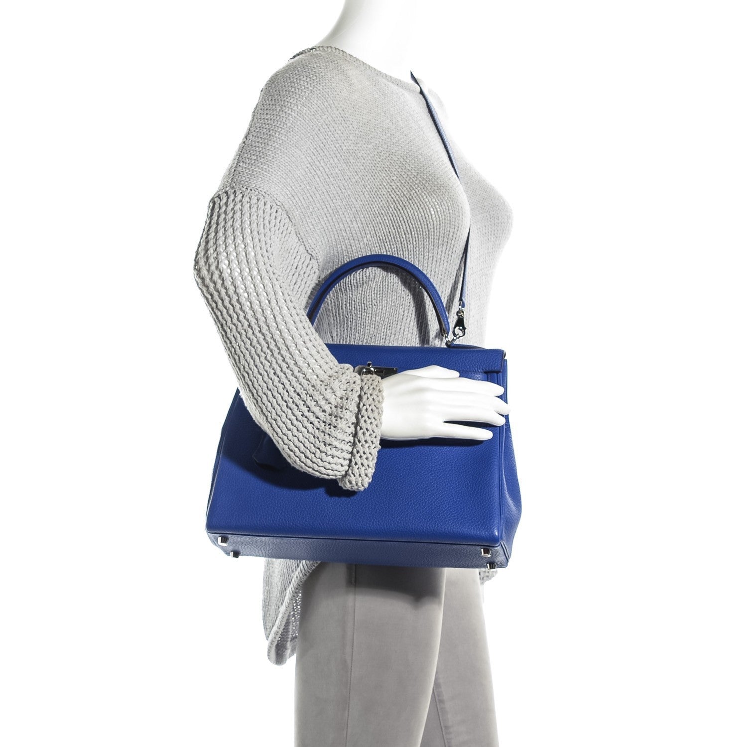 Hermes Taurillon Clemence Kelly Retourne 32 Bleu Electrique 2 of 28