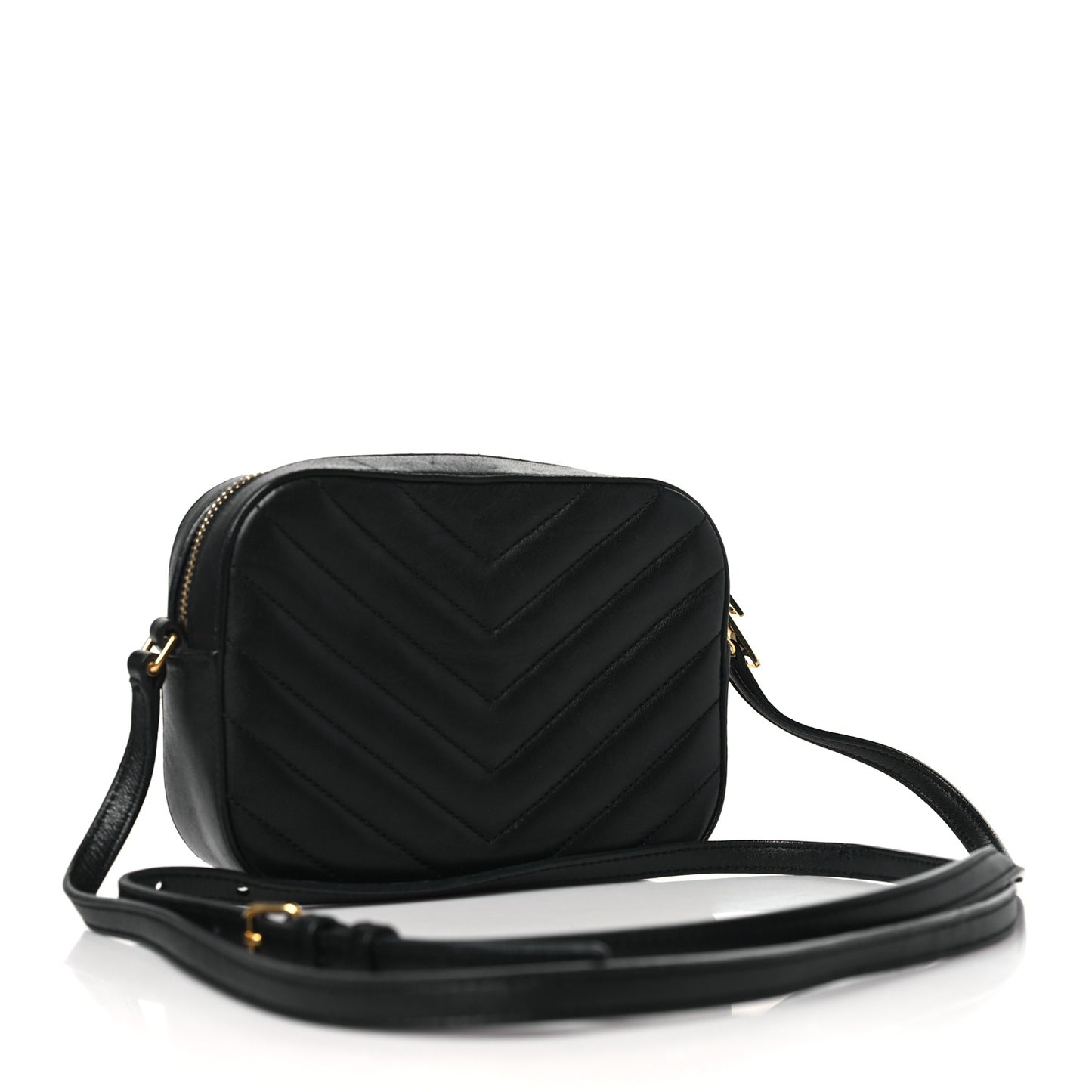 Lambskin Chevron Small Classic Monogram Camera Bag Nero Black