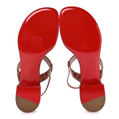 Christian Louboutin Calfskin Alligator Embossed MJ 25 Thong Sandals 39 Acajou 6 of 8