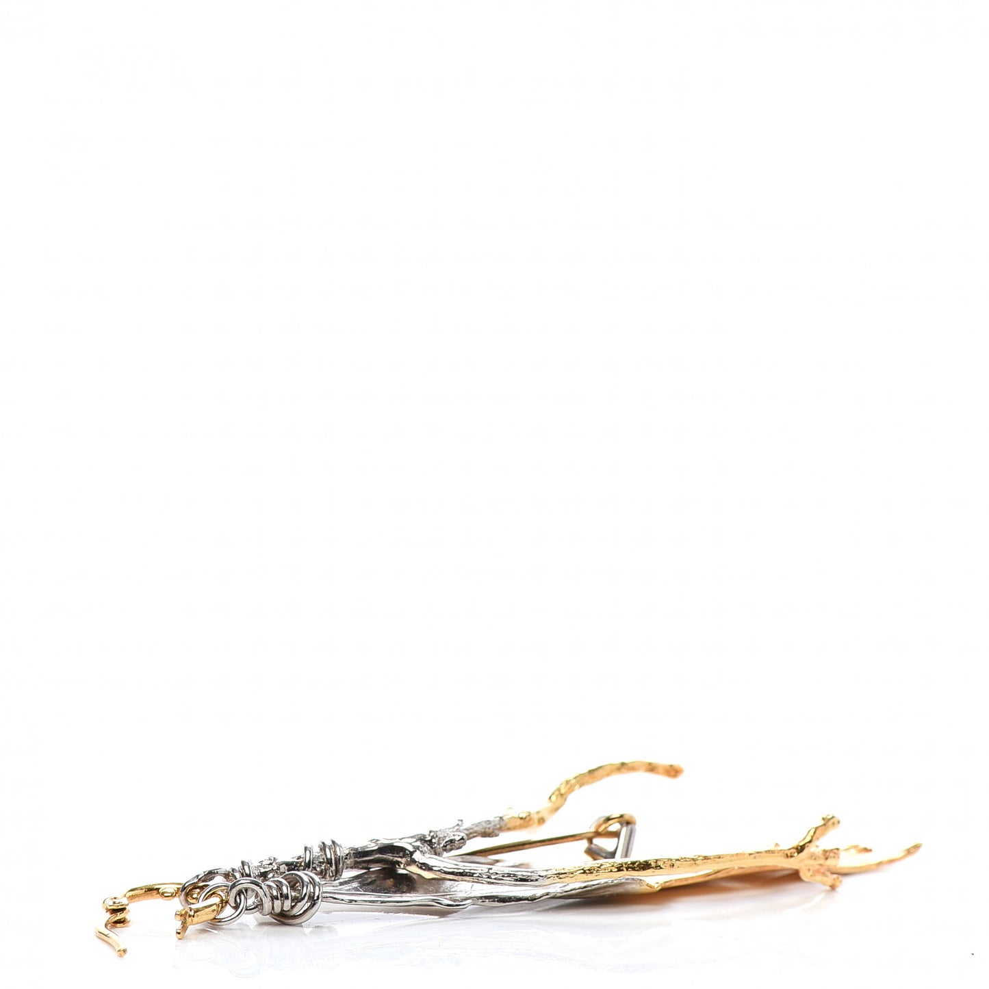 Metal LV Feathers Single Earring Gold Silver