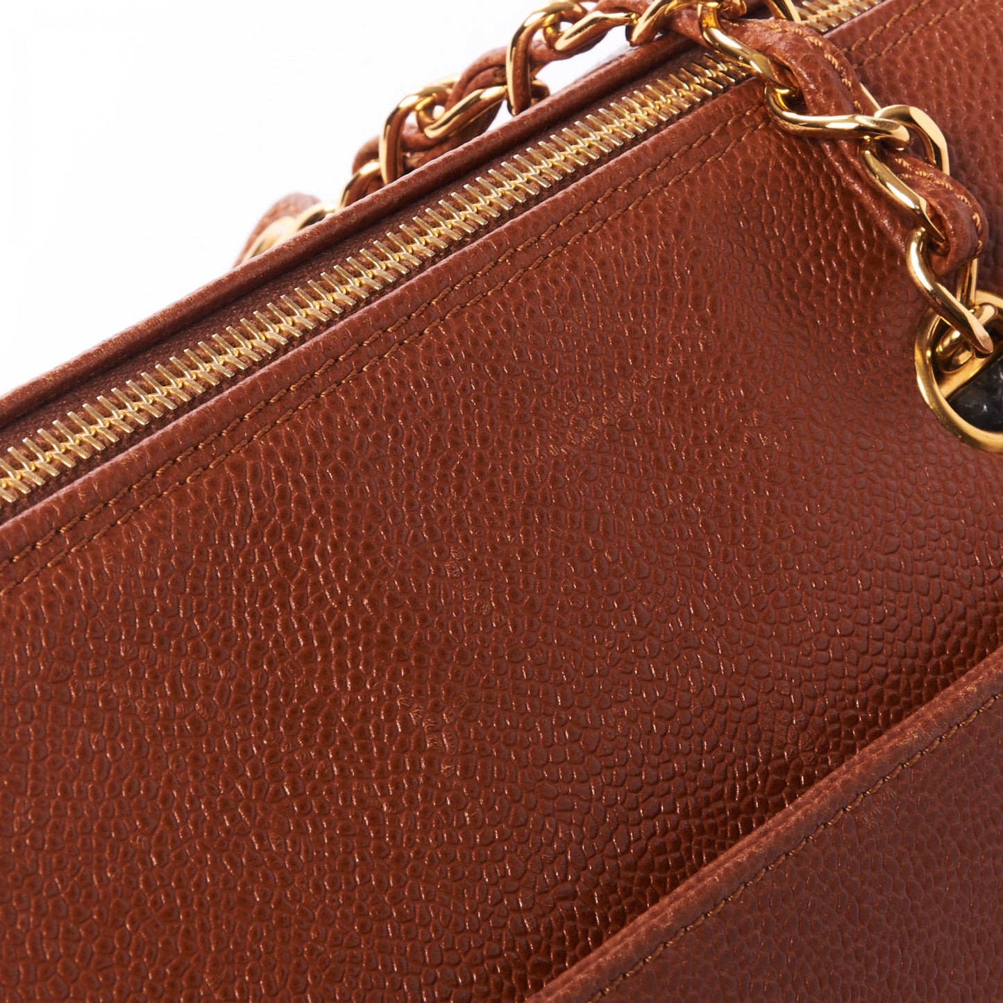 Caviar Large CC Shoulder Bag Light Brown