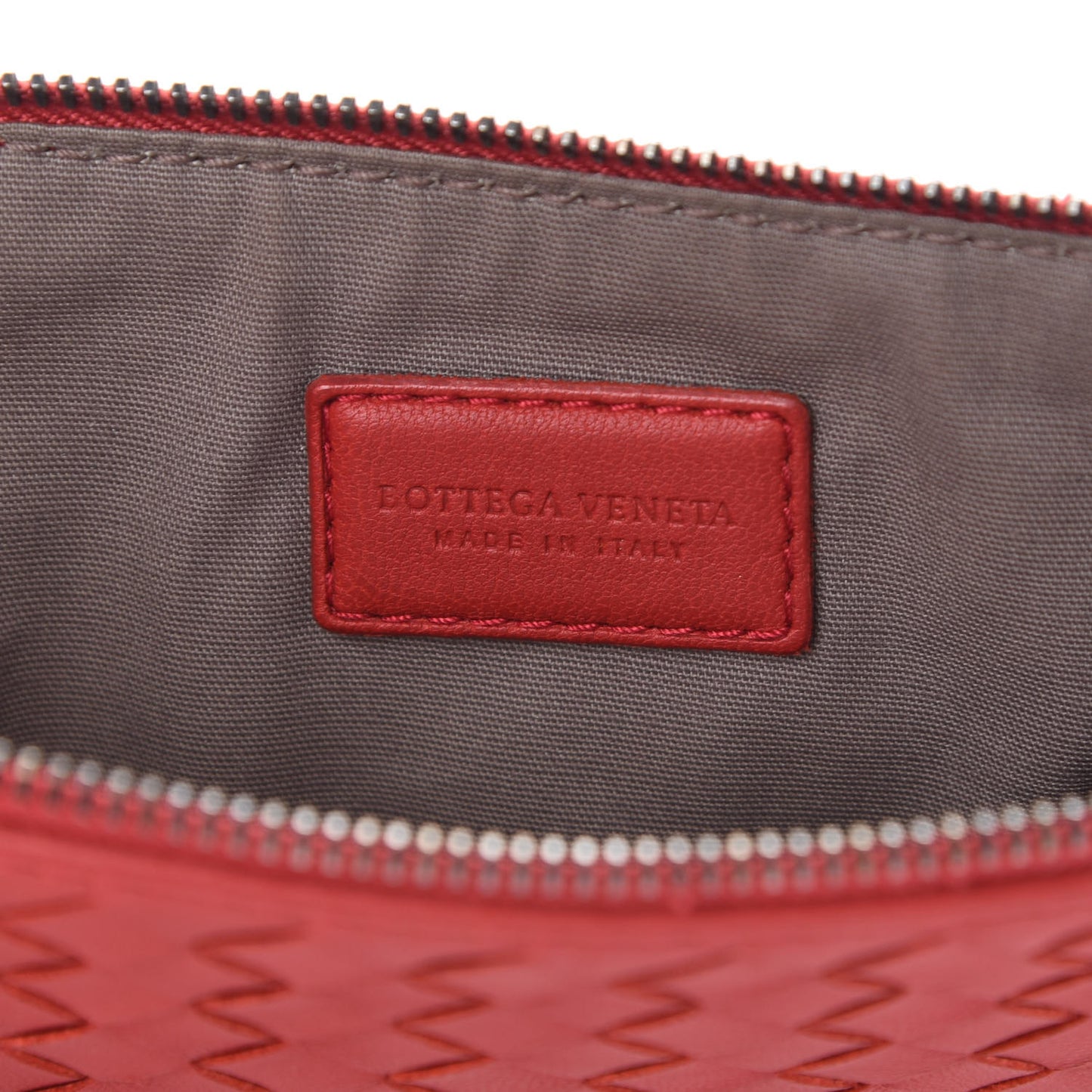 Nappa Intrecciato Medium Zip Pouch Fraise