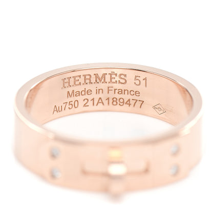Hermes 18K Rose Gold Diamond PM Kelly Ring 51 5.75 4 of 5