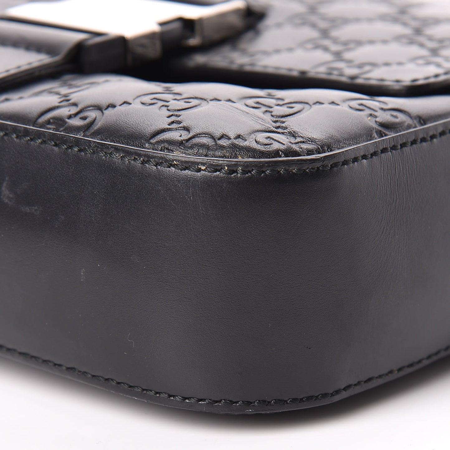 Guccissima Signature Single Buckle Flap Messenger Bag Black