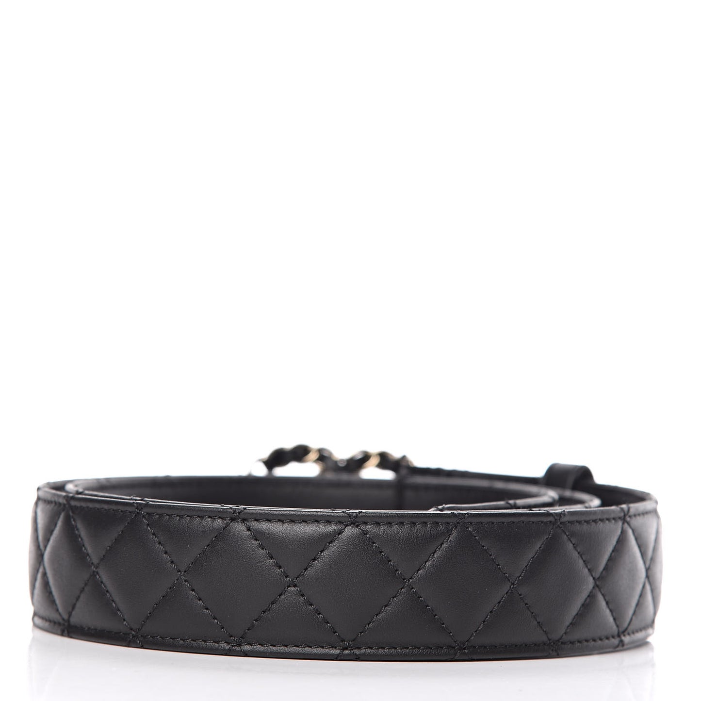 Lambskin Quilted CC Chain Belt 95 38 Black