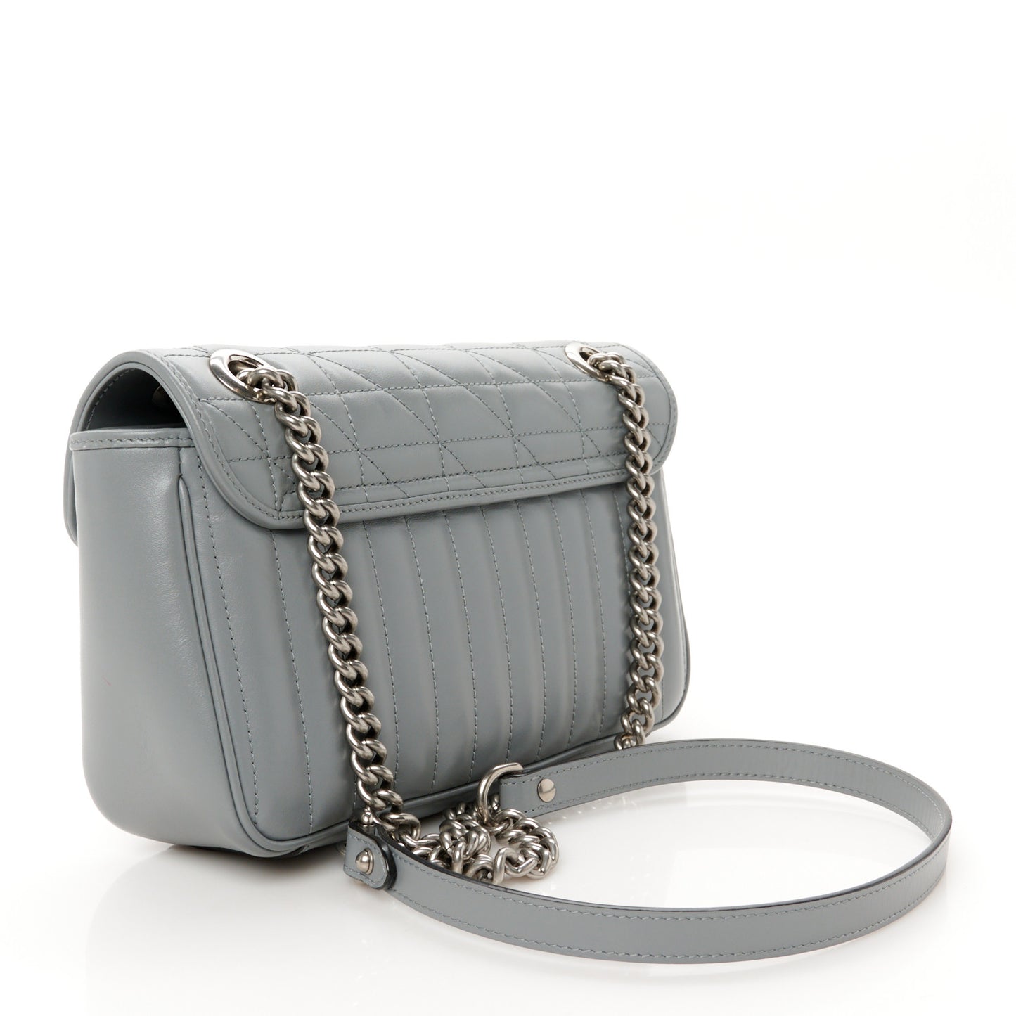 Calfskin Matelasse Aria Small GG Marmont Shoulder Bag Deep Grey