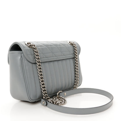Gucci Calfskin Matelasse Aria Small GG Marmont Shoulder Bag Deep Grey 3 of 12