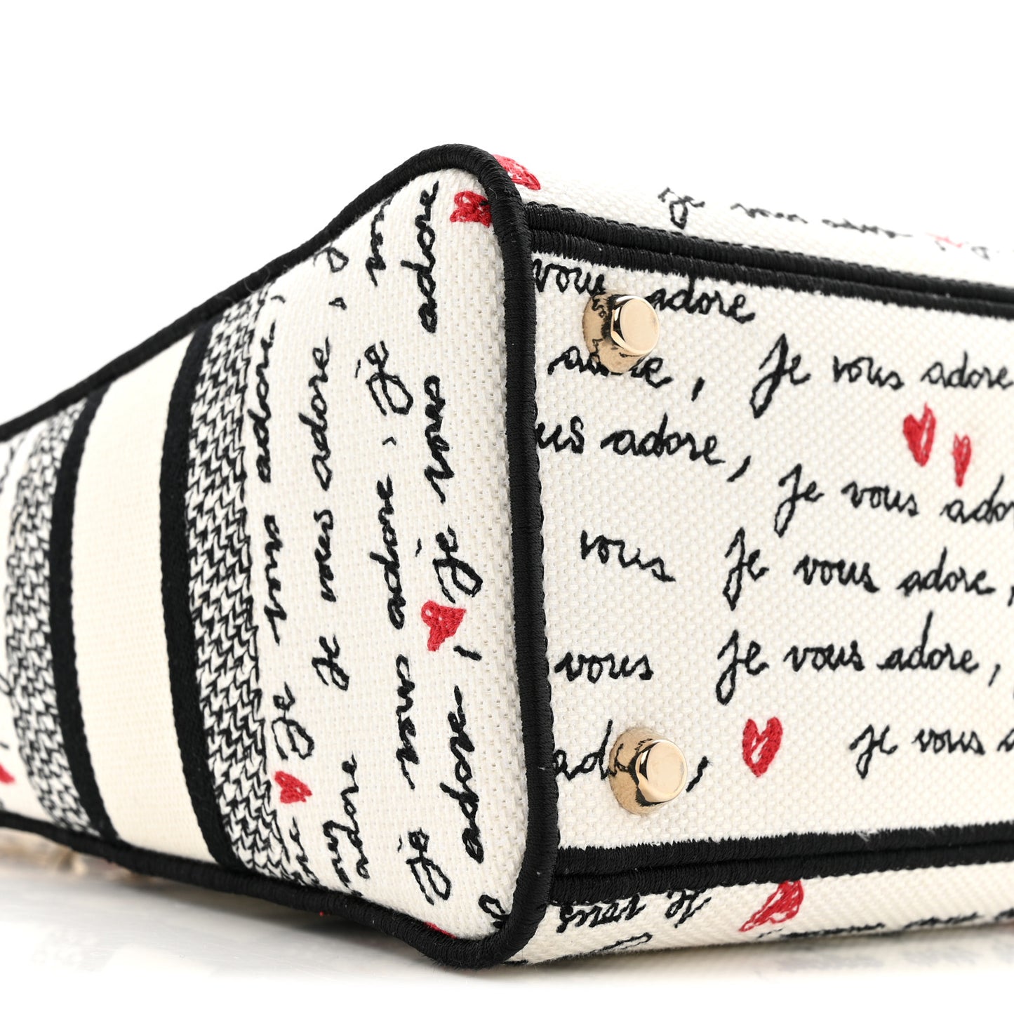 Canvas Embroidered Dioramour Je Vous Adore Medium Lady D-Lite  White Black Red