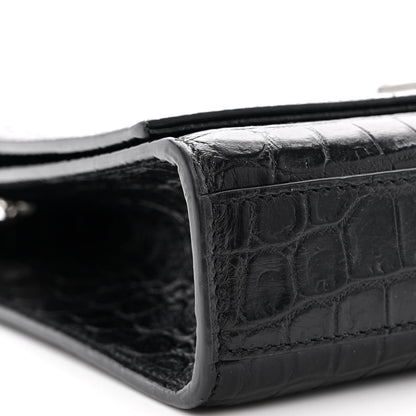 Saint Laurent Calfskin Crocodile Embossed Medium Classic Monogram Kate Tassel Satchel Black 9 of 10