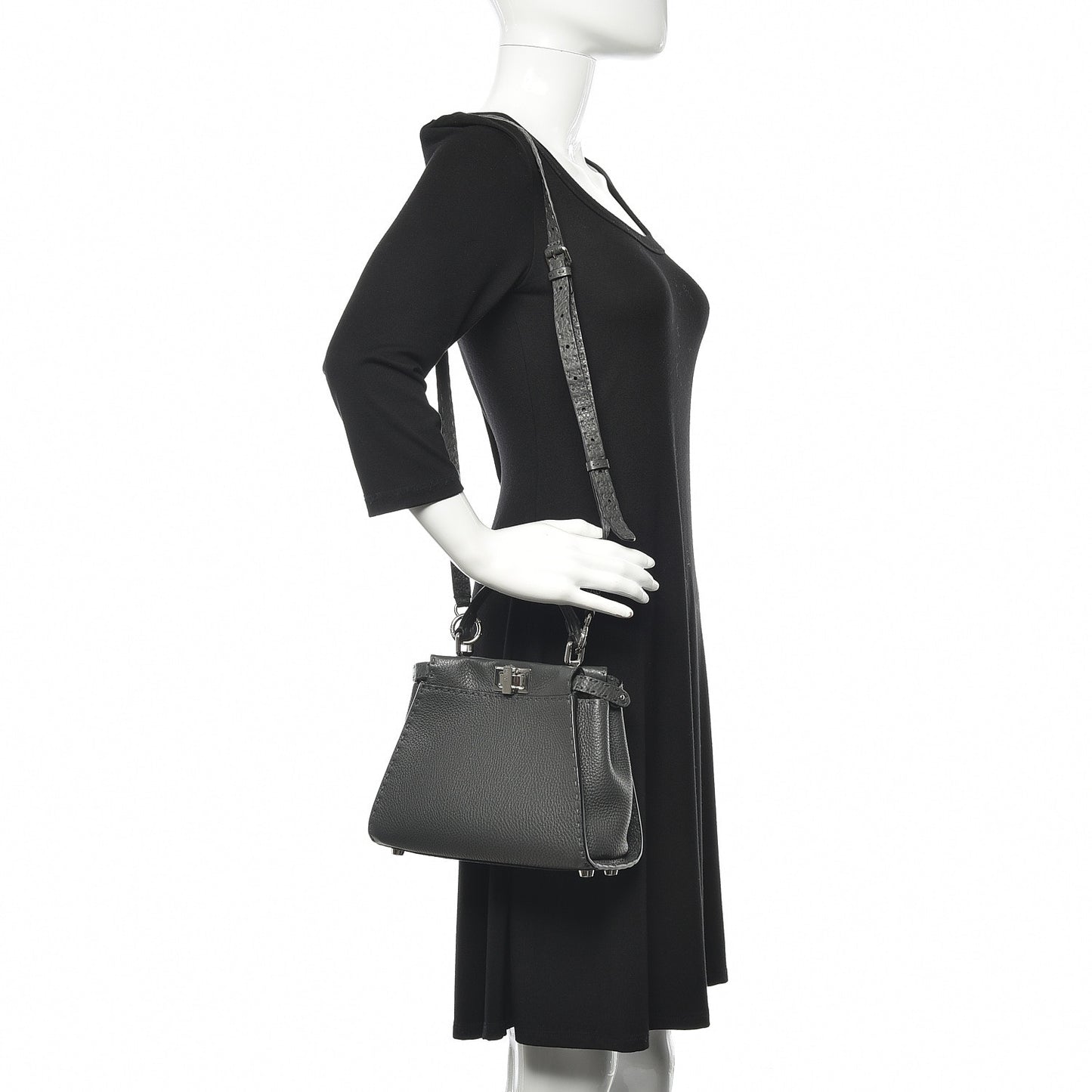 Cuoio Romano Selleria Bi-Color Mini Peekaboo Iconic Satchel Asfalto Latte