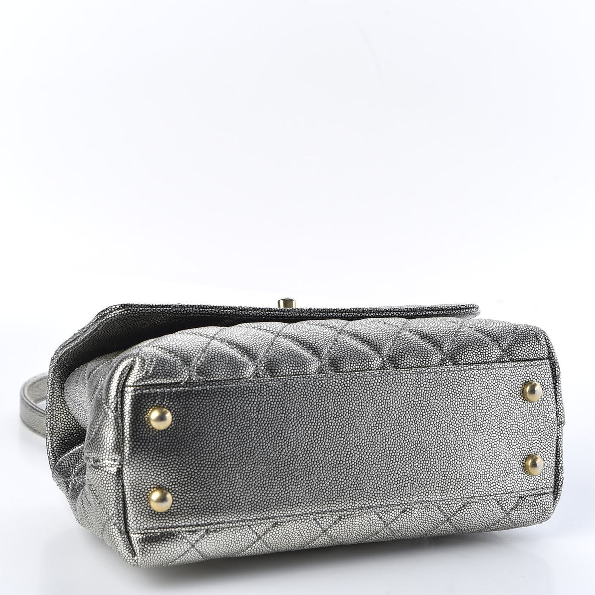Chanel Metallic Caviar Quilted Mini Coco Handle Flap Silver 3 of 9