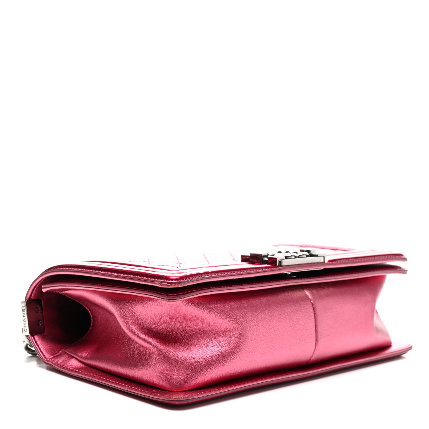 Chanel Metallic Patent Calfskin Quilted Medium Boy Flap Pink 4 of 10