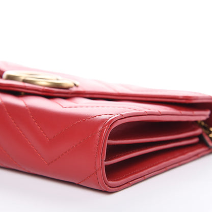 Gucci Calfskin Matelasse GG Marmont Chain Wallet Hibiscus Red 9 of 10