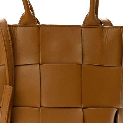 Bottega Veneta Lambskin Maxi Intrecciato Mini North South Cassette Tote Camel Gold 8 of 14