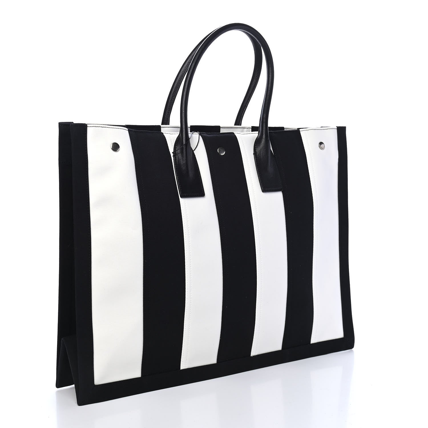 Saint Laurent Canvas Noe Striped Tote Black White 3 of 9