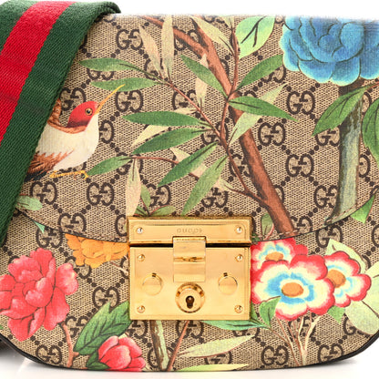 Gucci GG Supreme Monogram Tian Web Medium Padlock Messenger Shoulder Bag Beige Multicolor New Acero 8 of 14