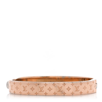 Louis Vuitton Brass Monogram Nanogram Cuff M Pink Gold 1 of 8