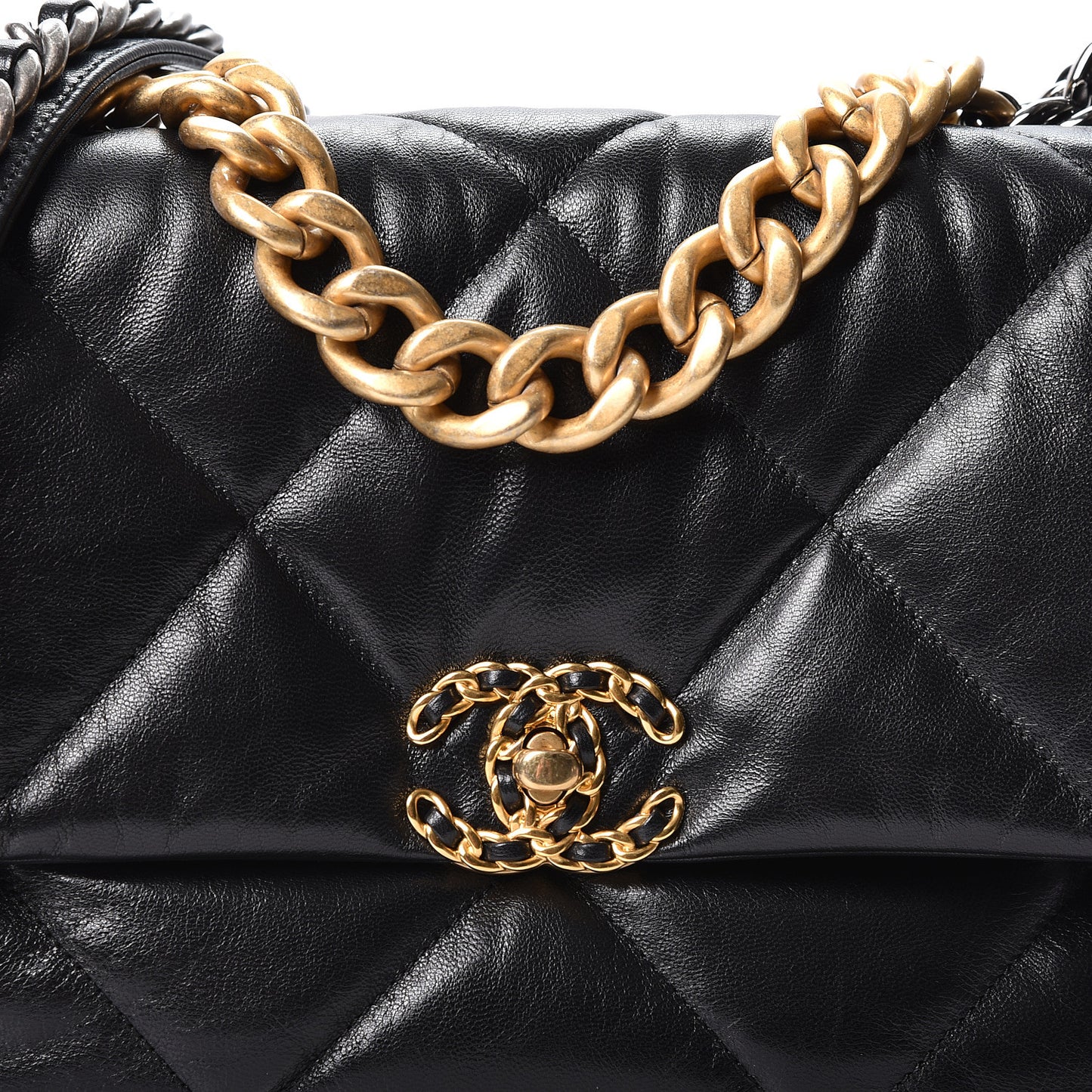 Lambskin Quilted Large 19 Flap Black
