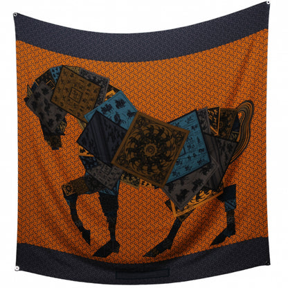 Hermes Cashmere Silk A Cheval Sur Mon Carre Shawl GM 140 2 of 9