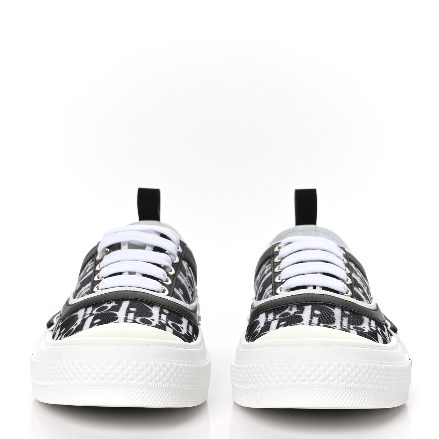 Christian Dior Technical Canvas Mesh Half Oblique Printed Mens B23 Low Top Sneakers 40 Black White 2 of 8