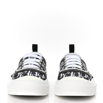 Christian Dior Technical Canvas Mesh Half Oblique Printed Mens B23 Low Top Sneakers 40 Black White 2 of 8
