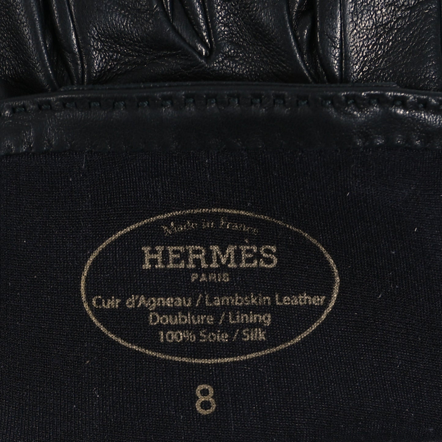 Lambskin Soya Kelly Lock Gloves 8 Black