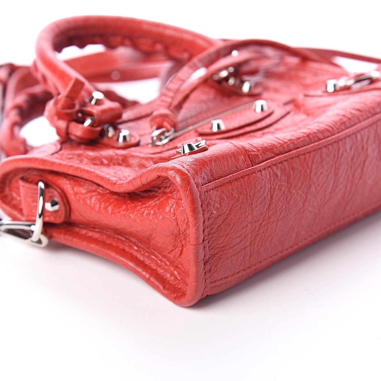 Agneau Classic Silver Hardware Nano City Rouge Groseille