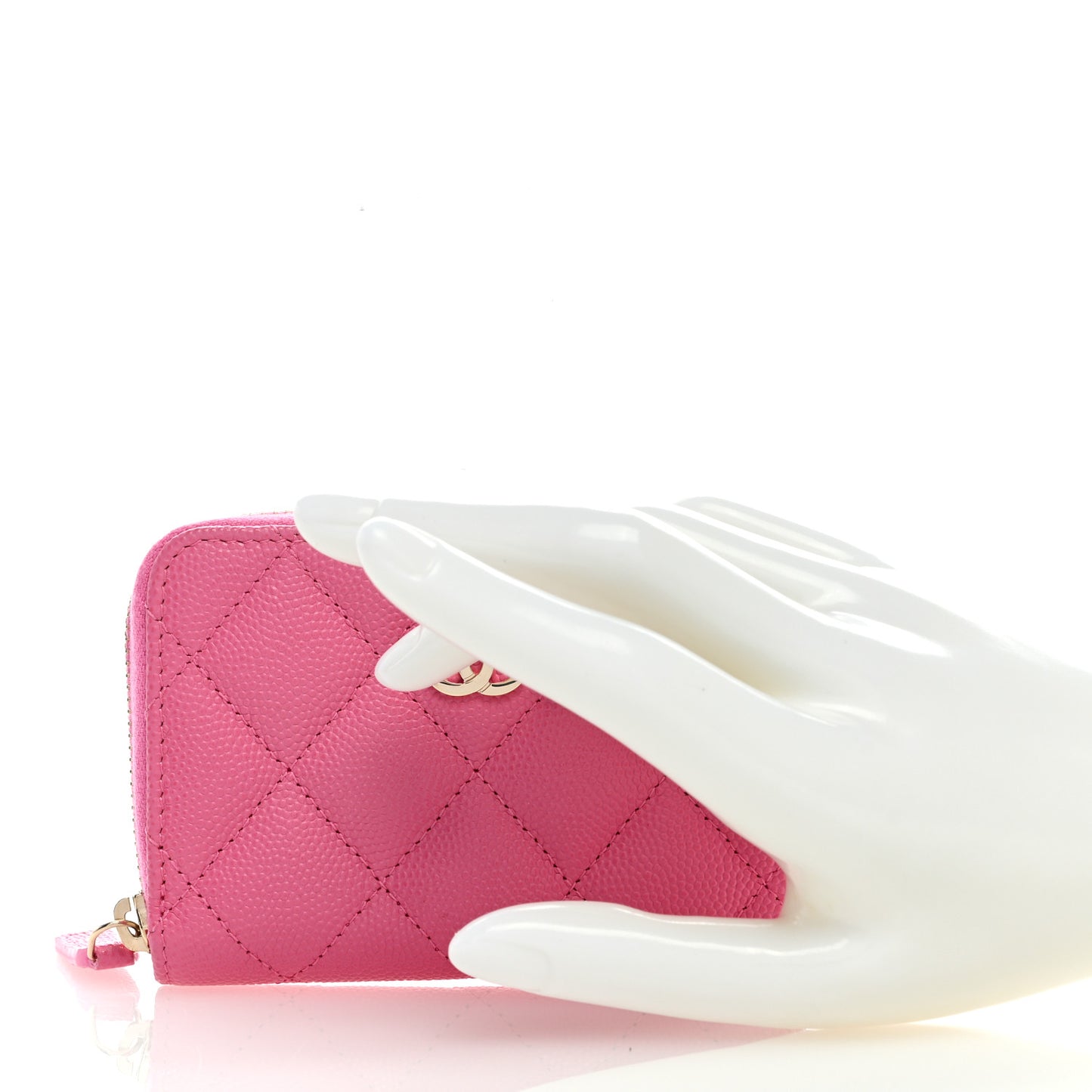 Caviar Quilted Zip Coin Purse Pink