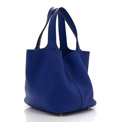 Hermes Taurillon Clemence Picotin Lock 22 MM Bleu Electrique 3 of 10