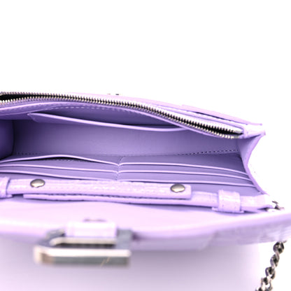 Balenciaga Shiny Calfskin Crocodile Embossed Hourglass Chain Bag Lilac 5 of 14