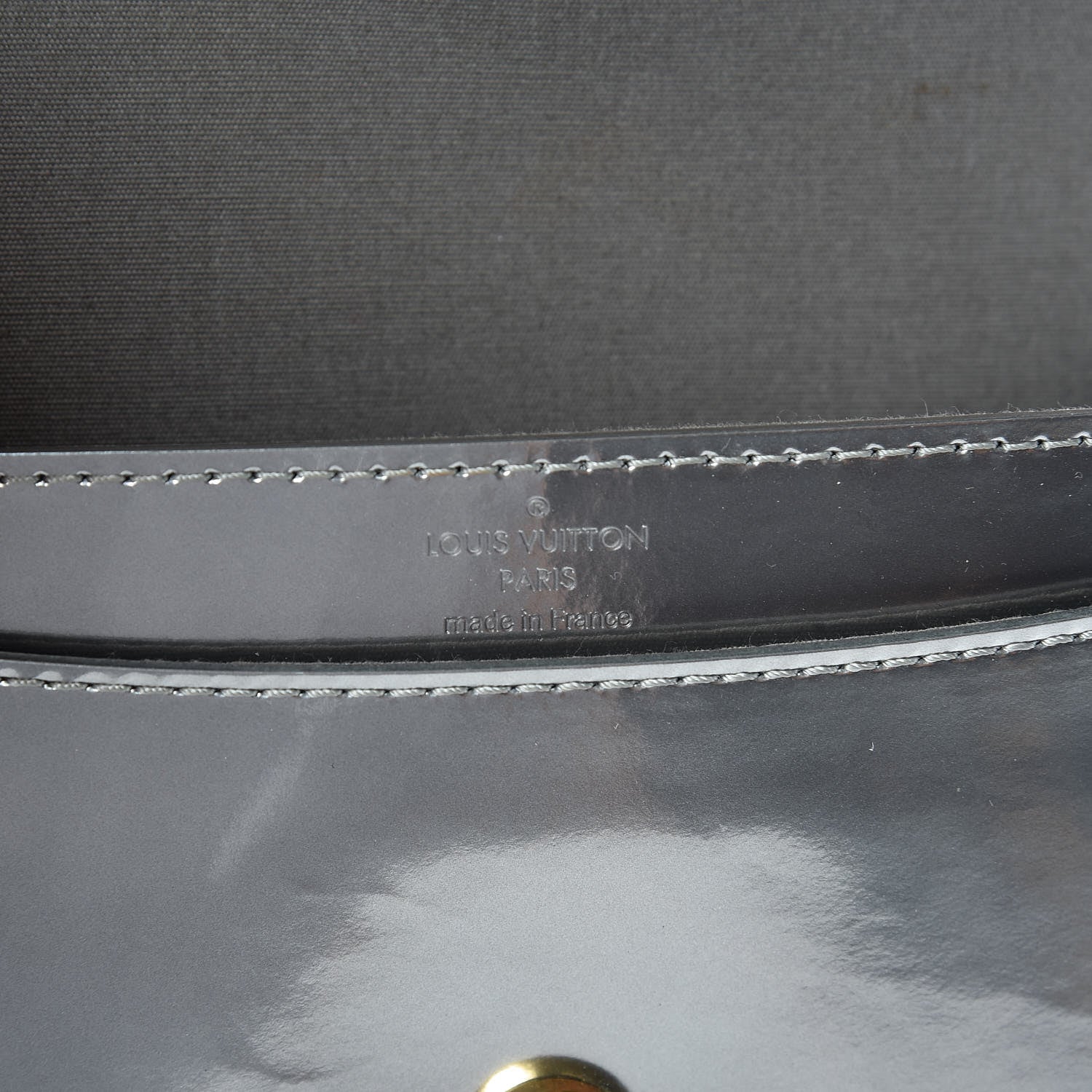 Louis Vuitton Patent Louise PM Chain Clutch Gris Metal 6 of 8