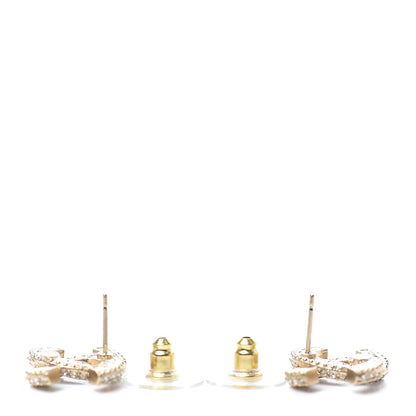 Chanel Crystal Timeless CC Earrings Light Gold 3 of 4