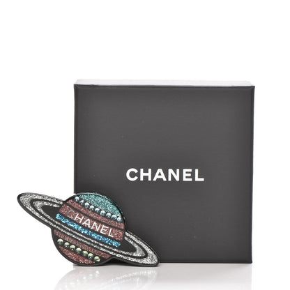 Chanel Glittered Resin Strass Planet Brooch Silver Blue Pink 6 of 6