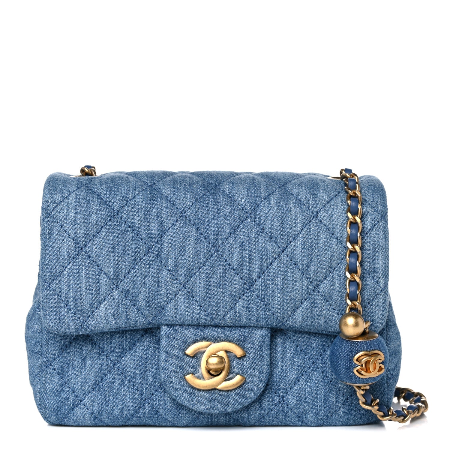 Chanel Denim Quilted Mini Pearl Crush Flap Blue 1 of 10