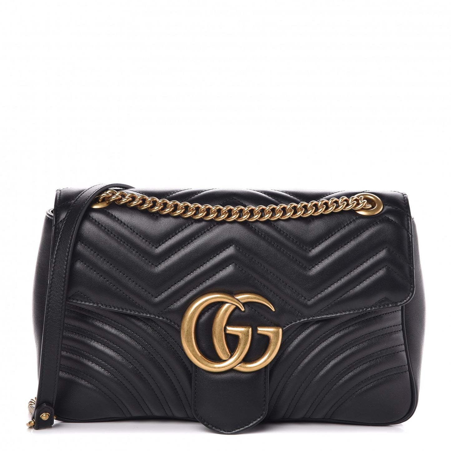 Calfskin Matelasse Medium GG Marmont Shoulder Bag Black