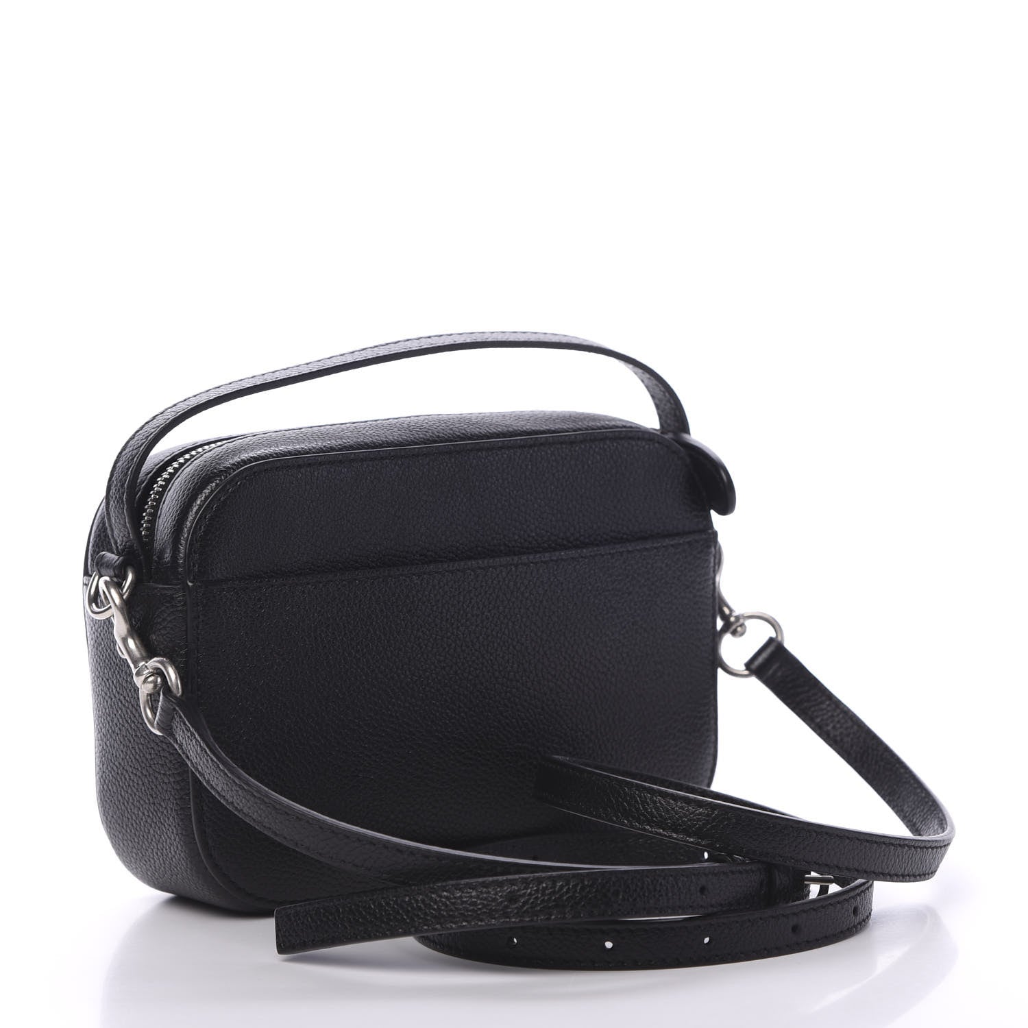 Balenciaga Grained Calfskin Logo XS Ville Top Handle Camera Bag Black White 2 of 9
