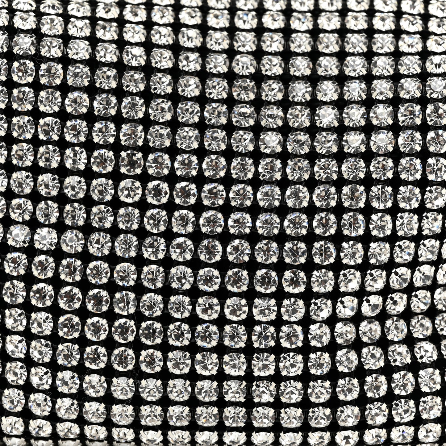 Mesh Crystal Rhinestone Mini Heiress Pouch Black Silver
