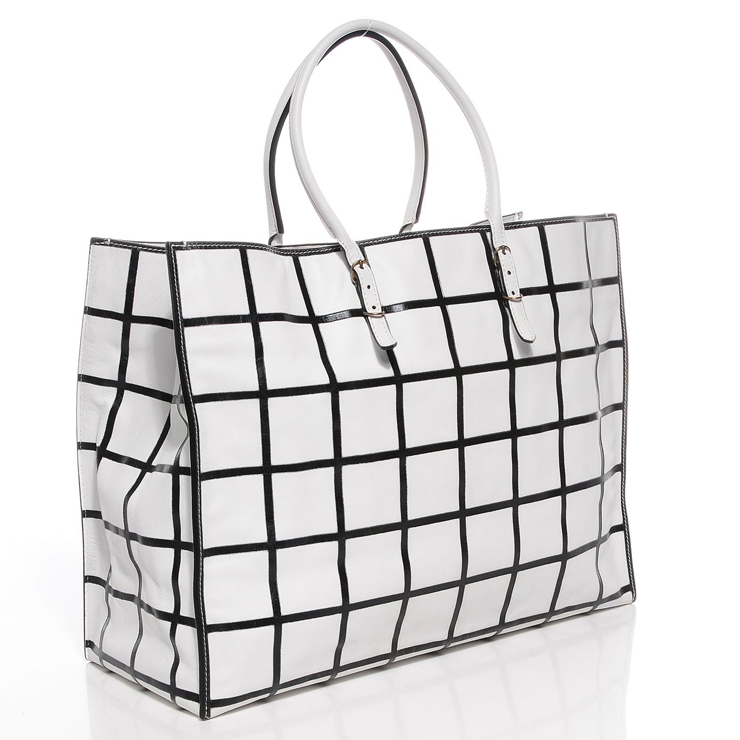 Calfskin Papier Embossed A4 Carreaux Tote