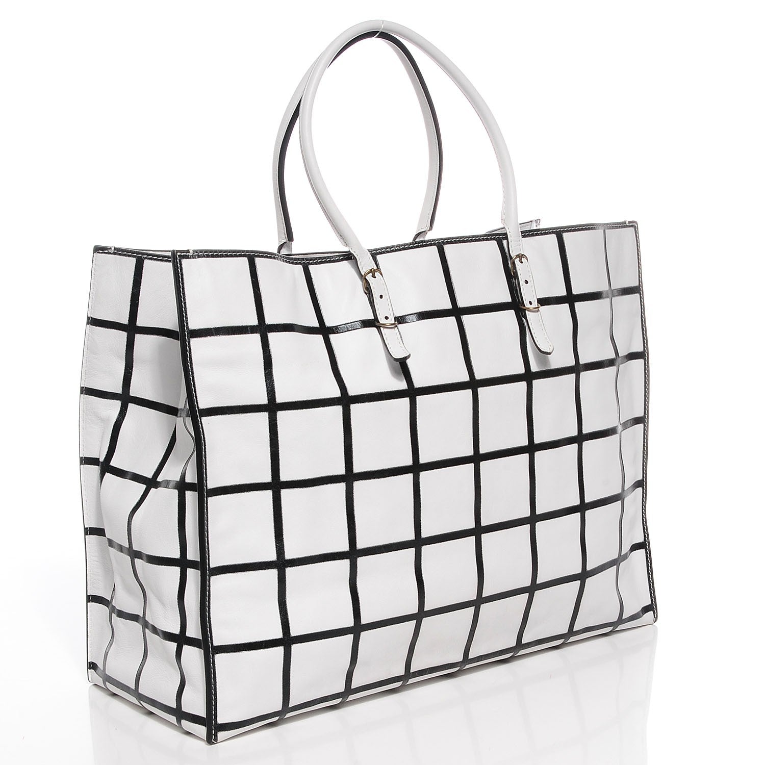 Balenciaga Calfskin Papier Embossed A4 Carreaux Tote 3 of 13