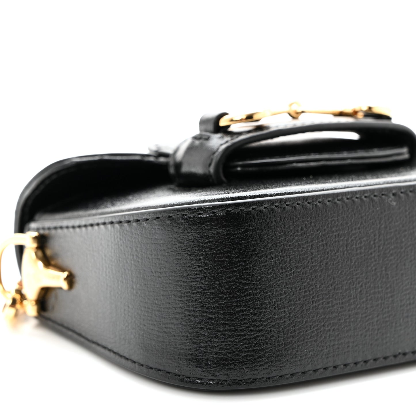 Azalea Calfskin Web Horsebit 1955 Wallet On Strap Black